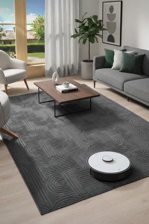 Kaymaz Tabanlı Kesme  Salon Koridor Mutfak Yatak Odası Halısı 3017 ANTRASİT
