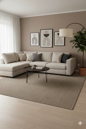 Kaymaz Tabanlı Kesme  Salon Koridor Mutfak Yatak Odası Halısı 3018 VİZON
