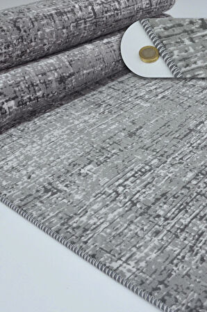 Kaymaz Tabanlı Kesme Kabartmalı Salon Koridor Mutfak Halısı5002A Antrasit