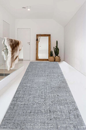 Kaymaz Tabanlı Kesme Kabartmalı Salon Koridor Mutfak Halısı5002G Gri