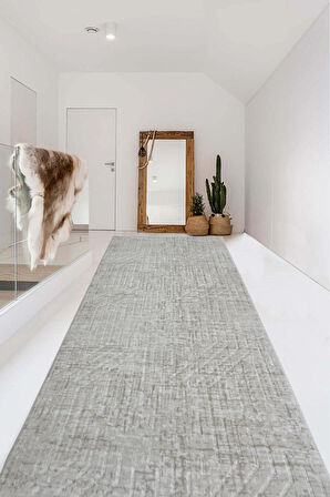 Kaymaz Tabanlı Kesme Kabartmalı Salon Koridor Mutfak Halısı5002T Taş