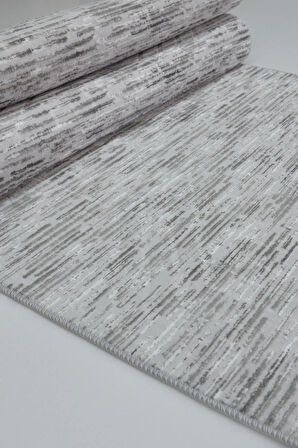 Kaymaz Tabanlı Kesme Kabartmalı Salon Koridor Mutfak Halısı5015G Gri