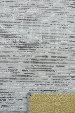 Kaymaz Tabanlı Kesme Kabartmalı Salon Koridor Mutfak Halısı5015G Gri