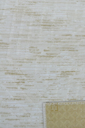 Kaymaz Tabanlı Kesme Kabartmalı Salon Koridor Mutfak Halısı 5015K Krem