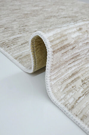 Kaymaz Tabanlı Kesme Kabartmalı Salon Koridor Mutfak Halısı 5015V Vizon