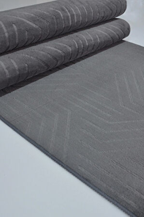 Kaymaz Tabanlı Kesme Kabartmalı Salon Koridor Mutfak Halısı5025A Antrasit