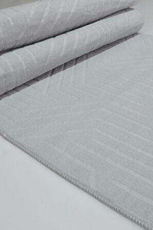 Kaymaz Tabanlı Kesme Kabartmalı Salon Koridor Mutfak Halısı 5025G Gri