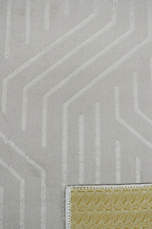 Kaymaz Tabanlı Kesme Kabartmalı Salon Koridor Mutfak Halısı 5025V Vizon