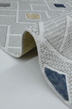 Kaymaz Tabanlı Kesme Kabartmalı Salon Koridor Mutfak Halısı 5031G Gri