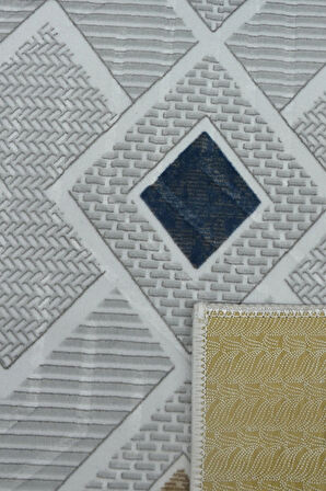 Kaymaz Tabanlı Kesme Kabartmalı Salon Koridor Mutfak Halısı 5031G Gri