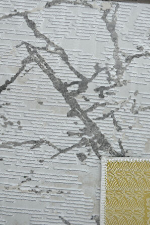 Kaymaz Tabanlı Kesme Kabartmalı Salon Koridor Mutfak Halısı 5036 Gri