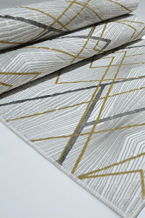 Kaymaz Tabanlı Kesme Kabartmalı Salon Koridor Mutfak Halısı 5040G Gri