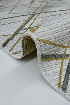 Kaymaz Tabanlı Kesme Kabartmalı Salon Koridor Mutfak Halısı 5040G Gri