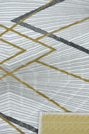 Kaymaz Tabanlı Kesme Kabartmalı Salon Koridor Mutfak Halısı 5040G Gri