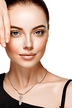 Sertifikalı Çivi Model Opal - Ay Taşı Kolye Doğal Şeffaf Renk 50 cm Kahverengi Renk STD Beden