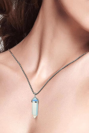 Sertifikalı Çivi Model Opal - Ay Taşı Kolye Doğal Şeffaf Renk 50 cm Kahverengi Renk STD Beden