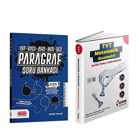 Aydın Yayınları TYT Matematik Geometri Beceri Temelli ve AKM Paragraf Soru Bankası Seti 2 Kitap