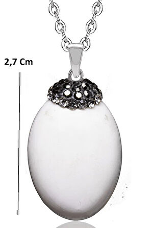 Sertifikalı Zirkon Işlemeli Beyaz Mercan Doğal Taş Kolye