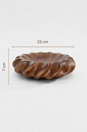 Fjora Ahşap Dokulu Bohem Seramik Obje Tabak (23x7 cm)