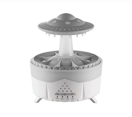 UFO Tasarımlı Yağmur Efektli Hava Nemlendirici – LED Işıklı, Sessiz, Zaman Ayarlı, Aromaterapi Uyumlu