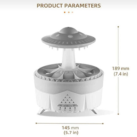 UFO Tasarımlı Yağmur Efektli Hava Nemlendirici – LED Işıklı, Sessiz, Zaman Ayarlı, Aromaterapi Uyumlu