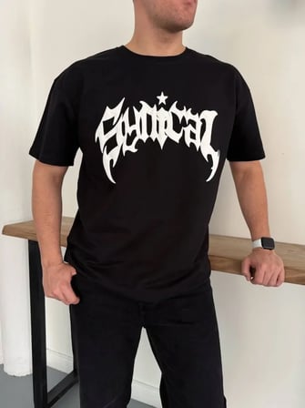 Erkek Bisiklet Yaka Ön Baskılı  Kısa Kollu Tişört Streetwear Günlük Basic Pamuklu T-shirt - Siyah