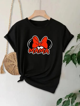 Anneler Günü Hediye Anne Temalı Baskılı Oversize Bisiklet Yaka T-shirt - Siyah