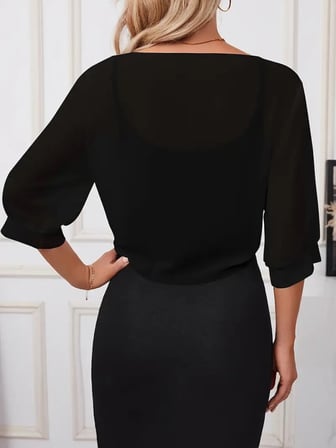 Kadın Truvakar Kollu önden Bağlamalı Kısa şifon Bolero Ceket