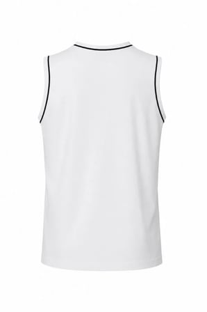 Ön Unisex Pamuklu Bisiklet Yaka Kolsuz Atlet Kontrast Biyeli Regular Fit - Beyaz