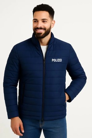 Erkek Mikro Su İtici Kapitone Baskılı Astarlı Fermuarlı Bomber Mont - Lacivert