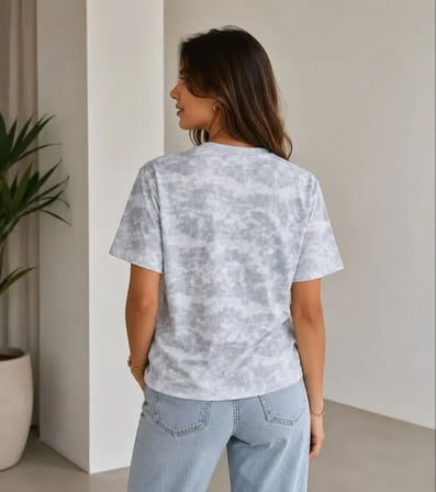 Batik Desenli Tişört Bisiklet Yaka Kısa Kol Regular Fit T-shirt - Gri