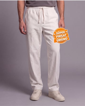 Erkek Rahat Kalıp Keten Pantolon