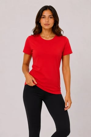 Basic Tişört Bisiklet Yaka Kısa Kol Günlük Yazlık Slim Fit T-Shirt - Kırmızı