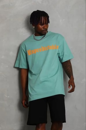 Erkek Baskılı T-Shirt Kısa Kol Bisiklet Yaka Regular Fit Rahat Kalıp Günlük Tişört - Mint Yeşili