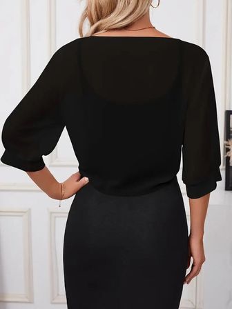 Kadın Truvakar Kollu önden Bağlamalı Kısa şifon Bolero Ceket