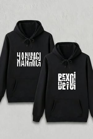 Sevgililer Günü Beyci Hediye Baskılı Oversize Kapüşonlu Sweatshirt - Siyah
