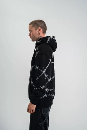 POLIZEI Premium Kalite Kapşonlu Varak Ve Pano Baskılı SweatShirt - Siyah