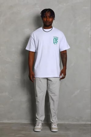 Erkek Baskılı T-Shirt Kısa Kol Bisiklet Yaka Regular Fit Rahat Kalıp Günlük Tişört - Beyaz