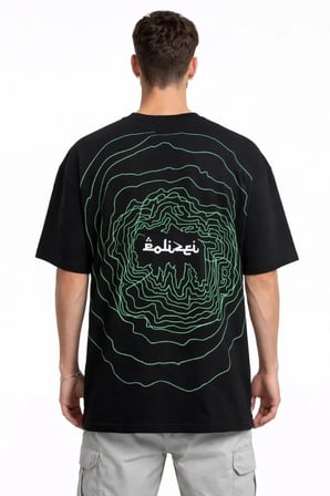 Erkek Bisiklet Yaka Baskılı Kısa Kollu Tişört Streetwear Günlük Basic Pamuklu T-shirt - Siyah