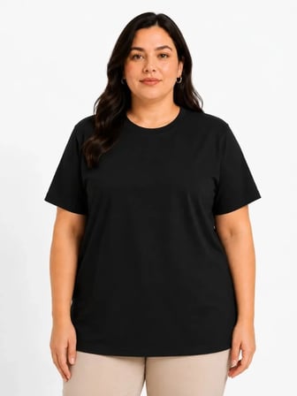 Battal Big Size Basic Tişört Bisiklet Yaka Rahat Kalıp T-Shirt - Siyah
