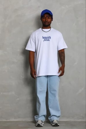 Erkek Baskılı T-Shirt Kısa Kol Bisiklet Yaka Regular Fit Rahat Kalıp Günlük Tişört - Beyaz