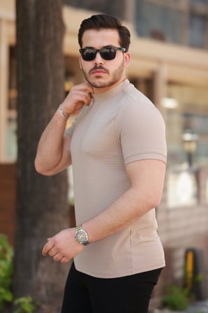 Erkek Yarım Balıkçı Yaka Kısa Kollu T-shirt