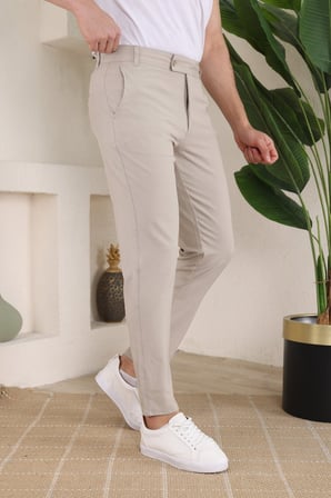 Erkek Slim Fit Dilli Kumaş Pantolon