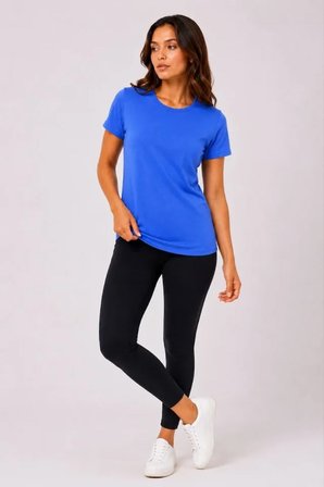 Basic Tişört Bisiklet Yaka Kısa Kol Günlük Yazlık Slim Fit T-Shirt - Mavi