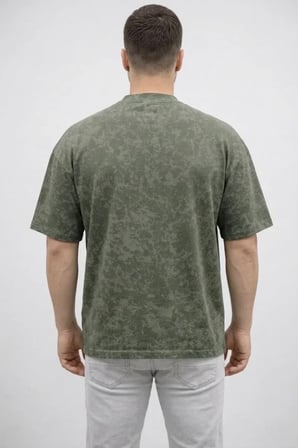 Erkek Premium Tişört OSY Yumuşak Dokulu Yıkamalı Oversize T-Shirt - Haki