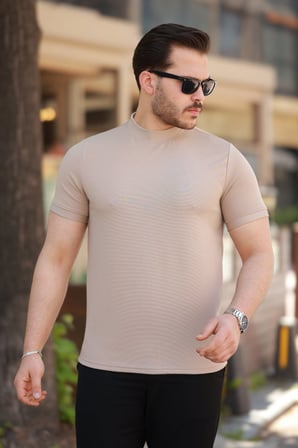 Erkek Yarım Balıkçı Yaka Kısa Kollu T-shirt