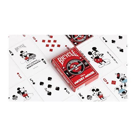 Bicycle Disney Classic Mickey Mouse Red Premium Oyun Kağıdı Koleksiyonluk iskambil Kartları