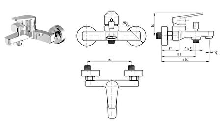 Bien Ferra BB01058102 Gümüş Banyo Bataryası