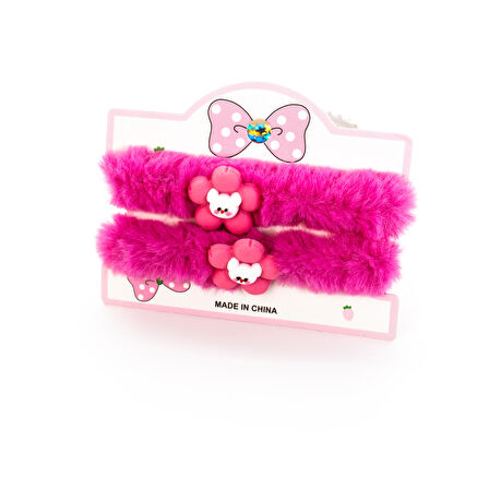 Biem İkili Çiçekli Simit Toka Fuşya