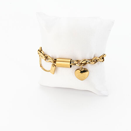 Biem Kalp Charm lı Çelik Bileklik